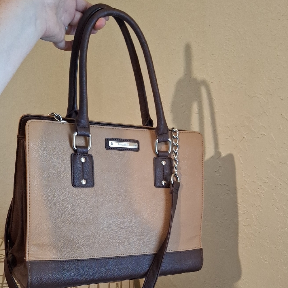 Nine West Brown and Tan Leather Tote Bag